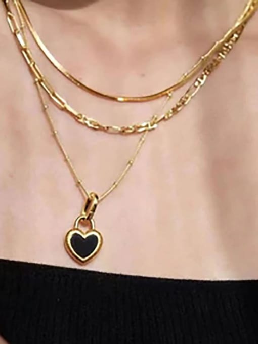 J&D Stainless steel Enamel Heart Vintage Necklace 1