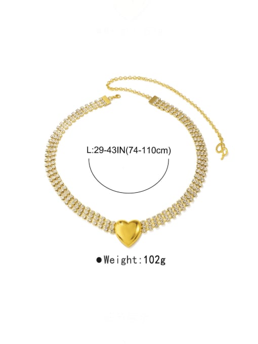 MeiDi-Jewelry Alloy Rhinestone Heart Trend Necklace 3