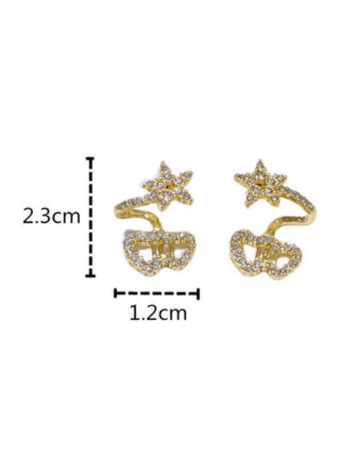Clioro Brass Cubic Zirconia Heart Vintage Stud Earring 1