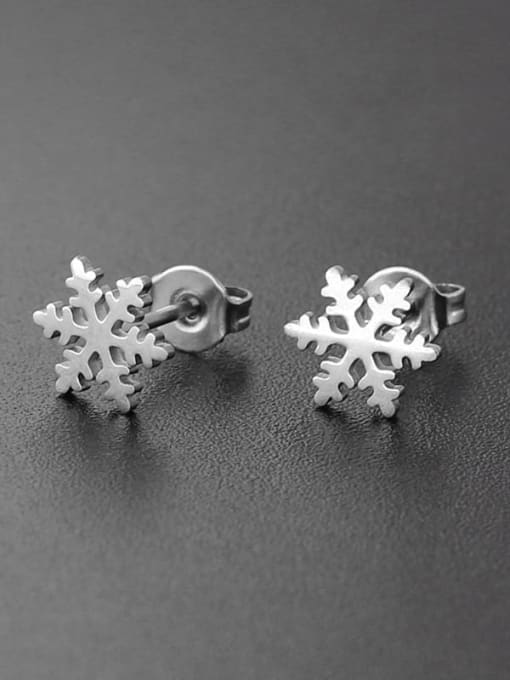 BELII Titanium Steel Snowflake Minimalist Single Earring (Single-Only One) 2