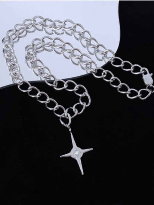 MAKA Titanium Steel Cross Vintage  Hollow Chain Necklace 2