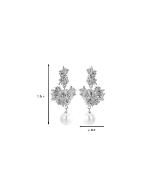 Clioro Brass Imitation Pearl Flower Trend Stud Earring 3