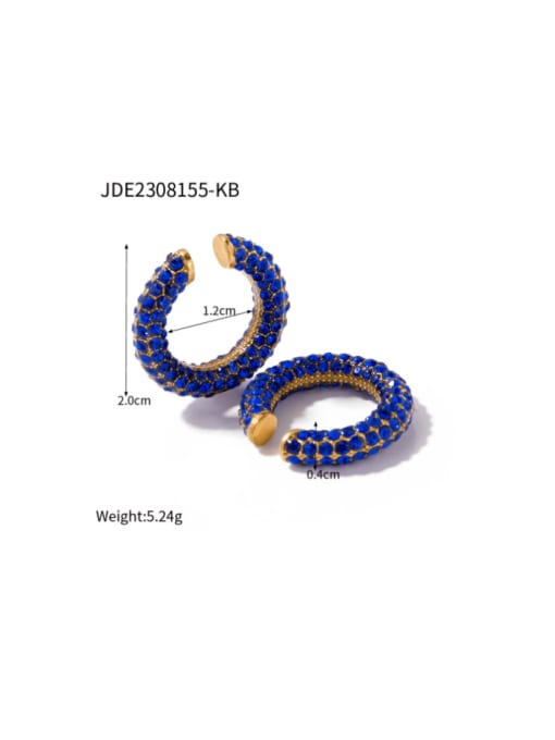 JDE2308155 KB Stainless steel Rhinestone Geometric Hip Hop Stud Earring