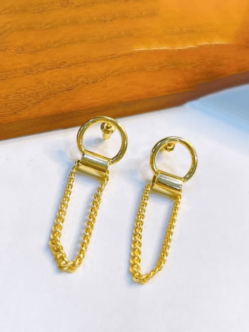 H00758 gold Brass Geometric Vintage Huggie Earring