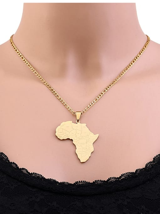 SONYA-Map Jewelry Titanium Steel Medallion Ethnic  Africa Nigeria Ghana Somalia Necklace 1