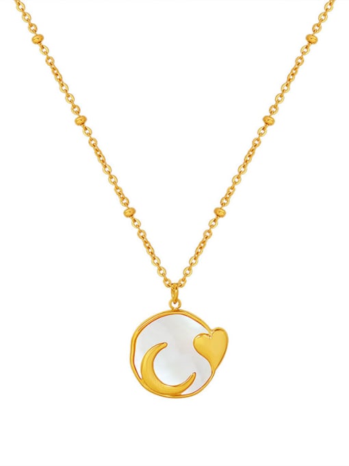 P156 gold 40+ 5cm Titanium Steel Shell Heart Minimalist Necklace