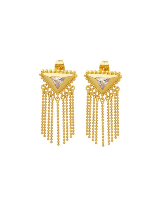 F655 Gold Earrings Brass Cubic Zirconia Geometric Hip Hop Chandelier Earring