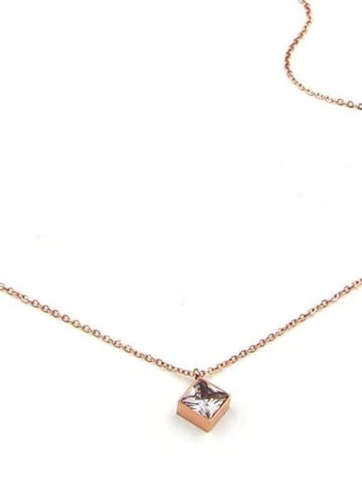 K.Love Titanium with Cubic Zirconia  Square Minimalist Necklace 1