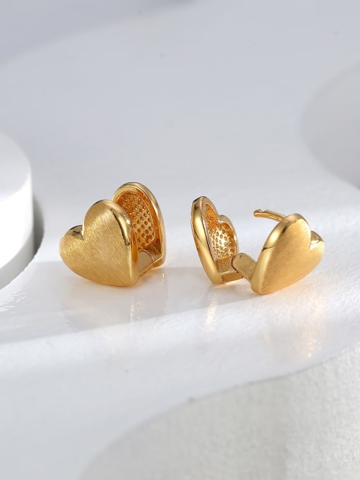 H01530 Gold Brass Heart Dainty Huggie Earring