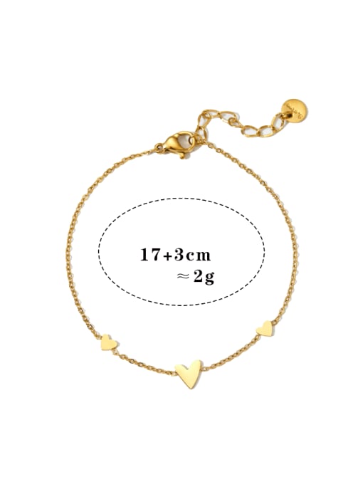 Golden Bracelet SBK508 Stainless steel Minimalist Heart  Earring and Necklace Set