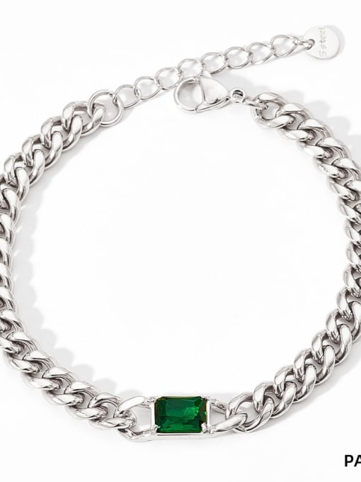 Chain white gold green zirconium Trend Geometric Stainless steel Cubic Zirconia Bracelet and Necklace Set