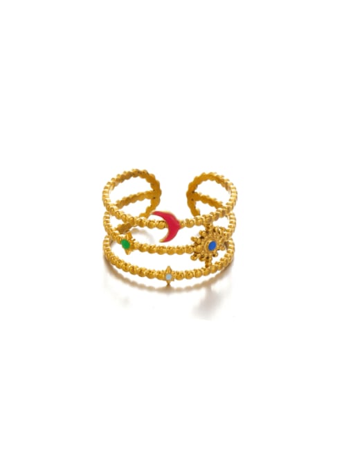 J$L  Steel Jewelry Stainless steel Enamel Moon Hip Hop Stackable Ring 0