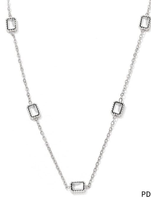 Necklace PDD094 Trend Geometric Stainless steel Cubic Zirconia Bracelet and Necklace Set