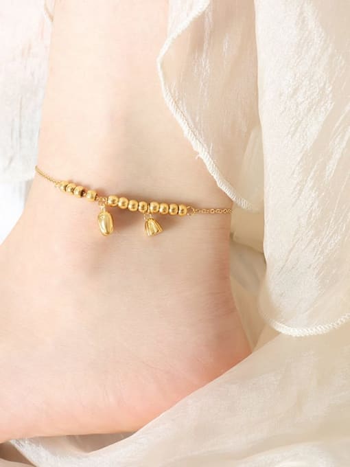 S118 Gold Feet Chain 20 5cm Titanium Steel Flower Dainty  Anklet