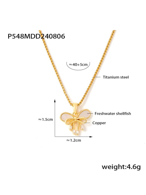 MAKA Stainless steel Cubic Zirconia Butterfly Dainty Necklace 2