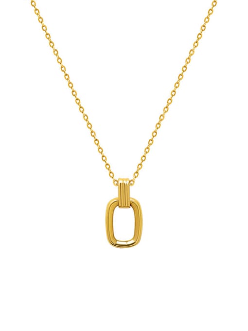 Gold Stainless steel Hollow Geometric Minimalist Necklace with e-coated waterproof