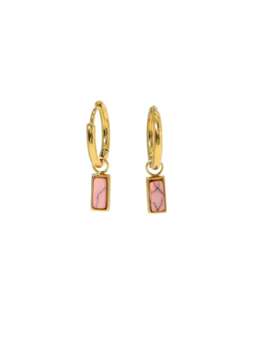 pink Titanium Steel Natural Stone Geometric Trend Stud Earring