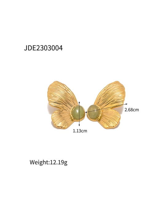 J&D Stainless steel Emerald Butterfly Vintage Stud Earring 3