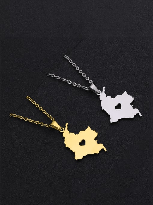 SONYA-Map Jewelry Stainless steel Irregular Hip Hop Map Necklace 2