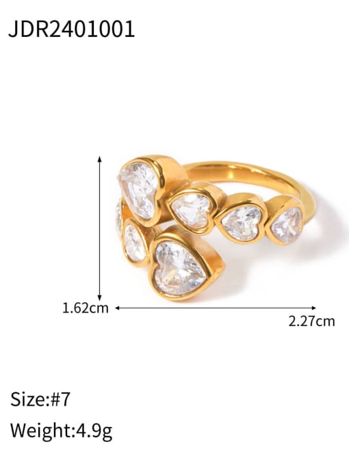 J&D Stainless steel Cubic Zirconia Heart Trend Band Ring 3