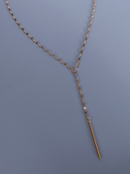 Gold Y-shaped Tassel Necklace 36+5cm Titanium 316L Stainless Steel Tassel Minimalist Lariat Necklace with e-coated waterproof