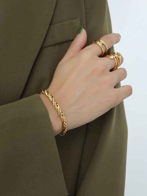 E021 Gold Bracelet Titanium Steel Hip Hop Irregular Bracelet and Necklace Set