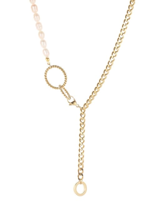 SN21111122 Stainless steel Imitation Pearl Tassel Vintage Lariat Necklace