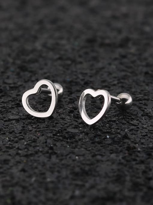 BELII Titanium Steel Hollow  Heart Minimalist Single Earring(Single-Only One) 1