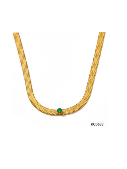 KCD633 Green Stainless steel Cubic Zirconia Hip Hop Snake  bone chain Bracelet and Necklace Set