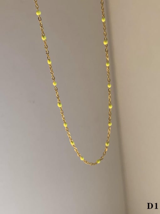 Yellow Drip Oil D1152 Stainless steel Enamel Geometric Dainty Necklace