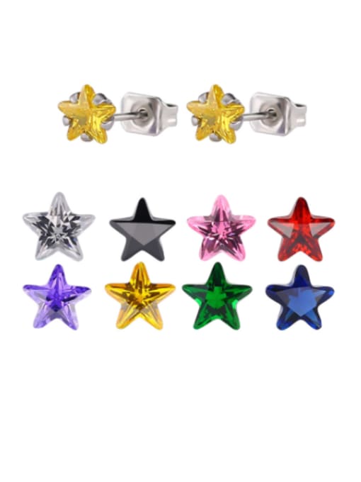 BELII Stainless steel Cubic Zirconia Star Minimalist Stud Earring--Single Only One 0