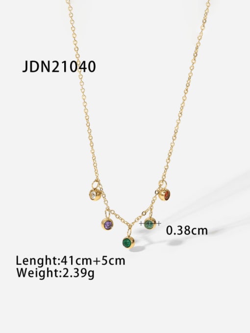 J&D Stainless steel Rhinestone Round Minimalist Necklace 3