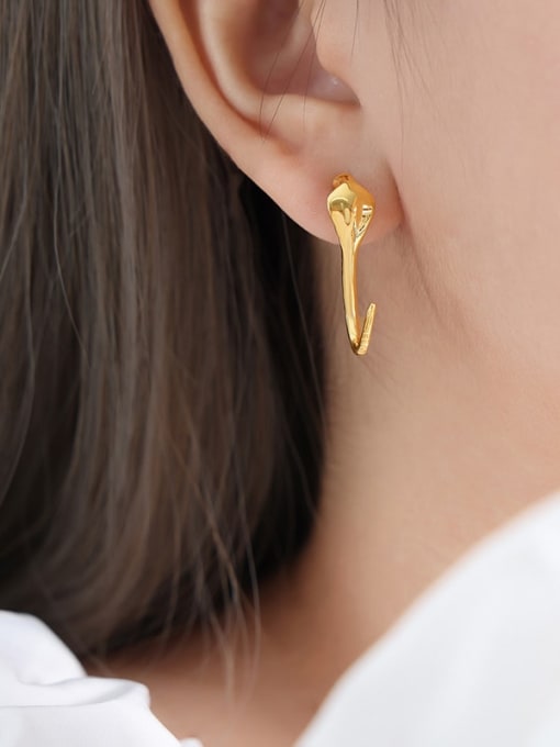 F932 Gold Earrings Titanium Steel Geometric Trend Stud Earring