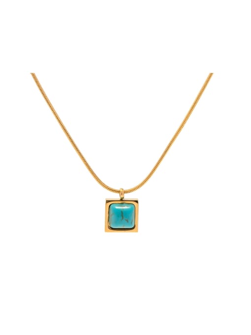 J&D Stainless steel Turquoise Green Geometric Dainty Necklace 0