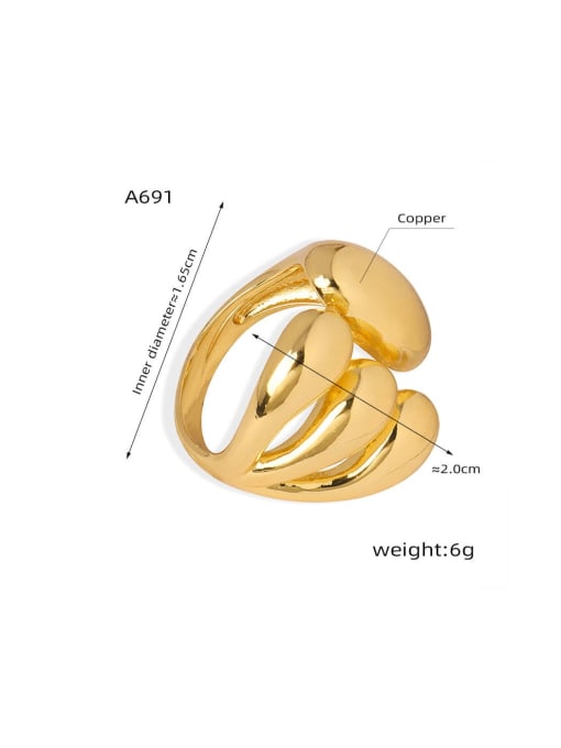 MAKA Brass Geometric Trend Band Ring 2