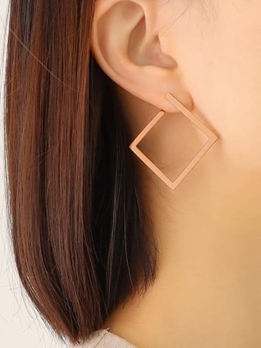 F181 rose large earrings Titanium Steel Geometric Minimalist Stud Earring