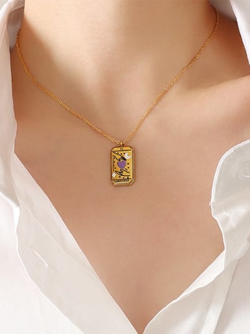 P246 lover gold necklace 40 +5cm Titanium Steel Enamel Geometric Vintage Necklace