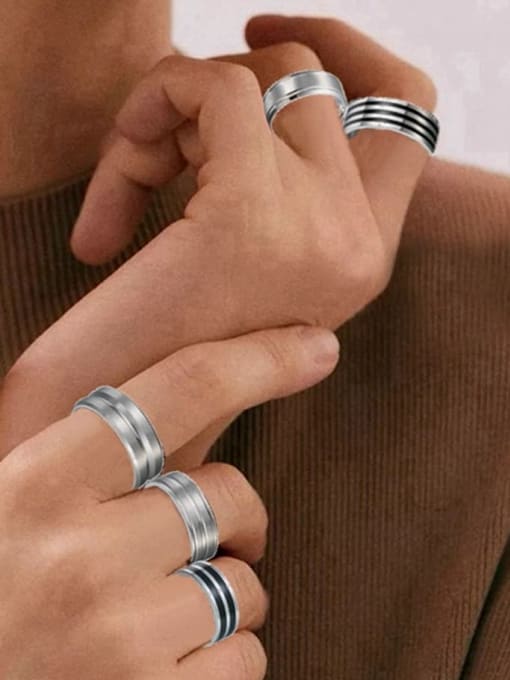 SM-Men's Jewelry Stainless steel Geometric Minimalist Stackable Men's Ring 1