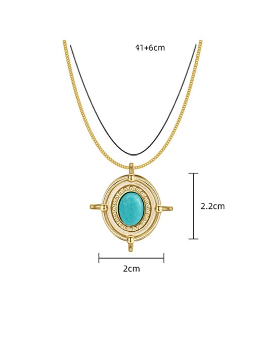 YAYACH Titanium Steel Turquoise Geometric Vintage Necklace 2