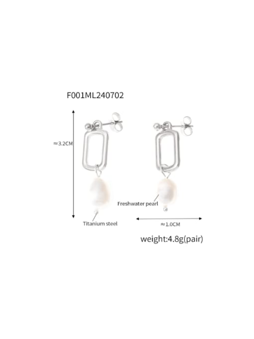 F001 Steel Earrings Titanium Steel Imitation Pearl Geometric Minimalist Drop Earring