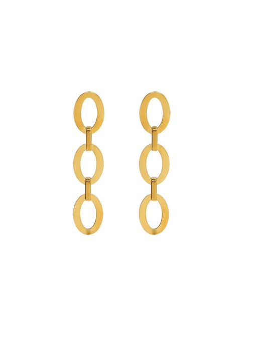 gold Titanium 316L Stainless Steel Hollow Geometric Minimalist Drop Earring with e-coated waterproof