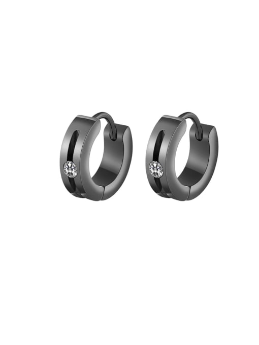 BELII Titanium Steel Rhinestone Round Minimalist Huggie Earring 1