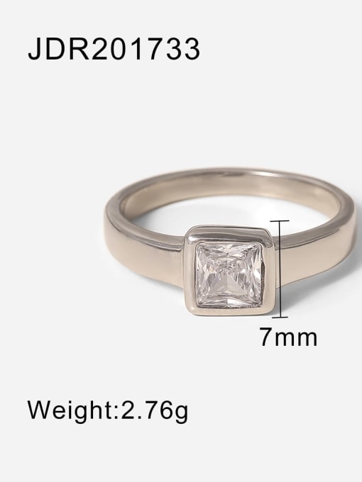 J&D Stainless steel Cubic Zirconia Square Vintage Band Ring 1