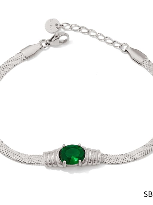 SBP057 Steel Bracelet Trend Geometric Stainless steel Cubic Zirconia Bracelet and Necklace Set