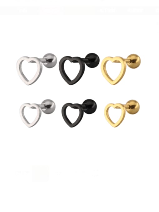 BELII Titanium Steel Hollow  Heart Minimalist Single Earring(Single-Only One) 0