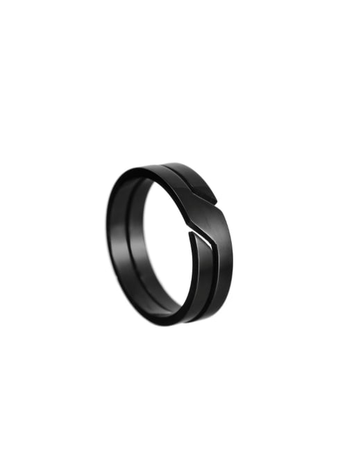 black Stainless steel Irregular Minimalist Band Ring
