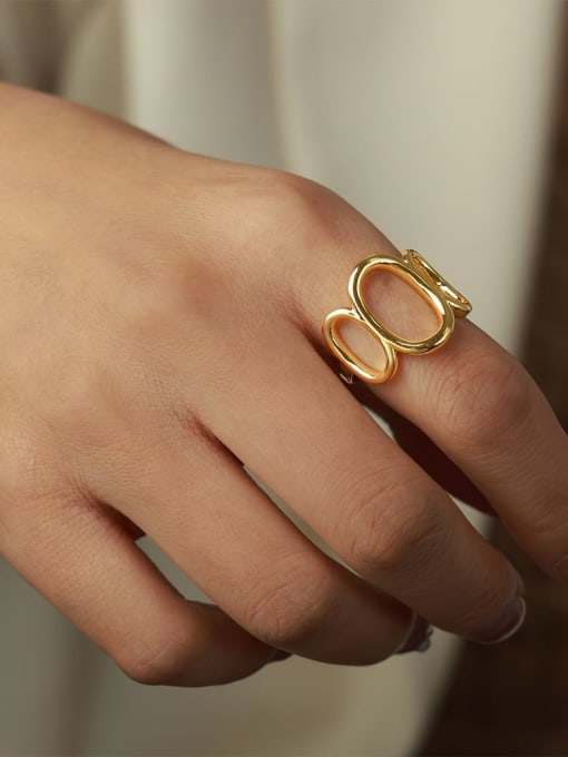 A740 Gold Ring Brass Geometric Trend Band Ring