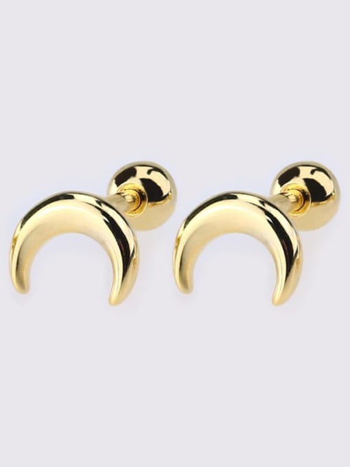 Golden Moon Earrings Brass Cubic Zirconia Heart Dainty Single Earring