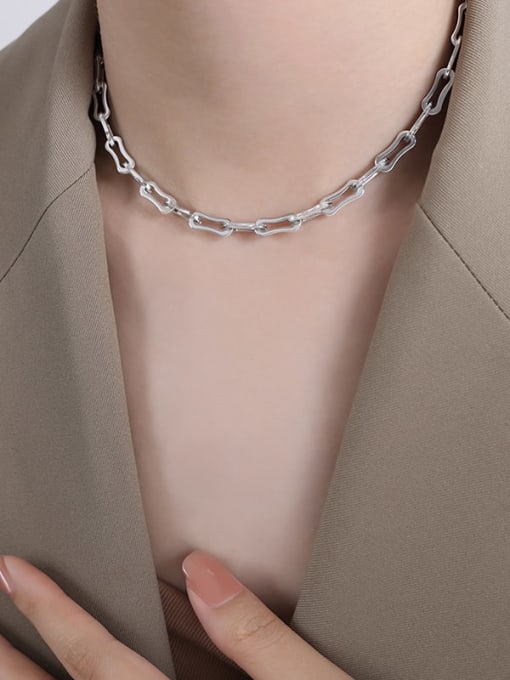 P1535 Steel Necklace 36+ 5cm Titanium Steel Hip Hop Geometric  Chain Bracelet and Necklace Set