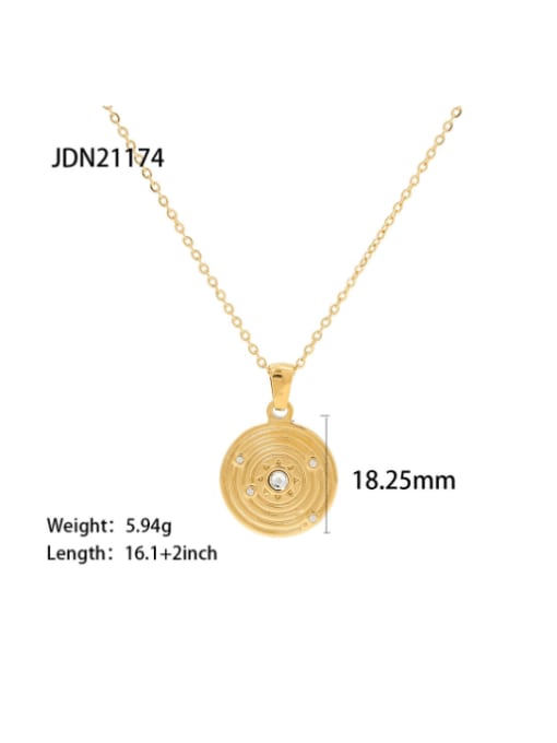 JDN21174 Stainless steel Cubic Zirconia Geometric Minimalist Necklace